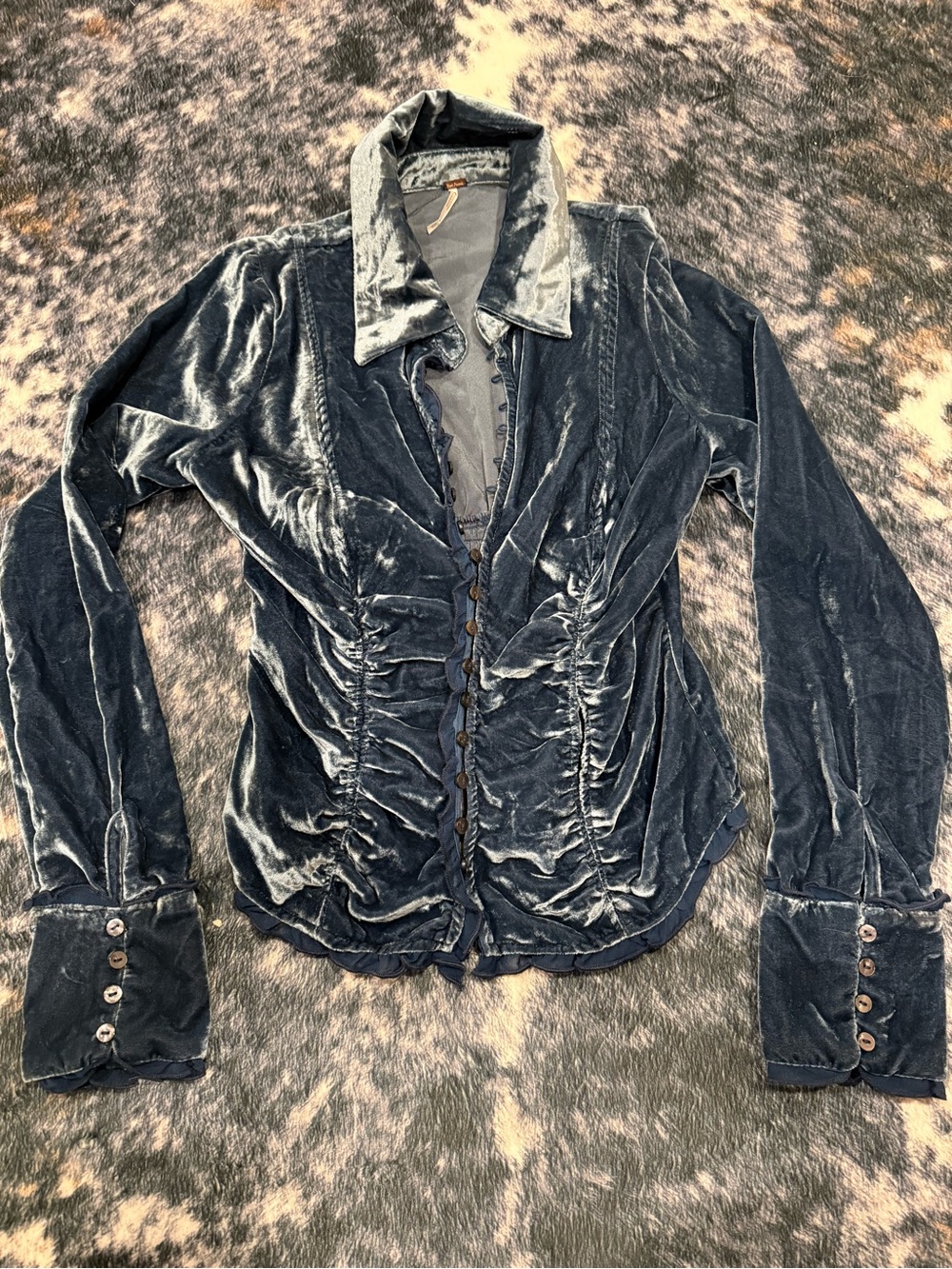 NWOT Free People So Julia Velvet Long Sleeve Top